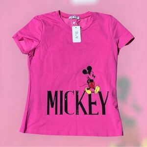 Women’s Mickey Mouse Pink T-Shirt Size Small (Rhinestones)